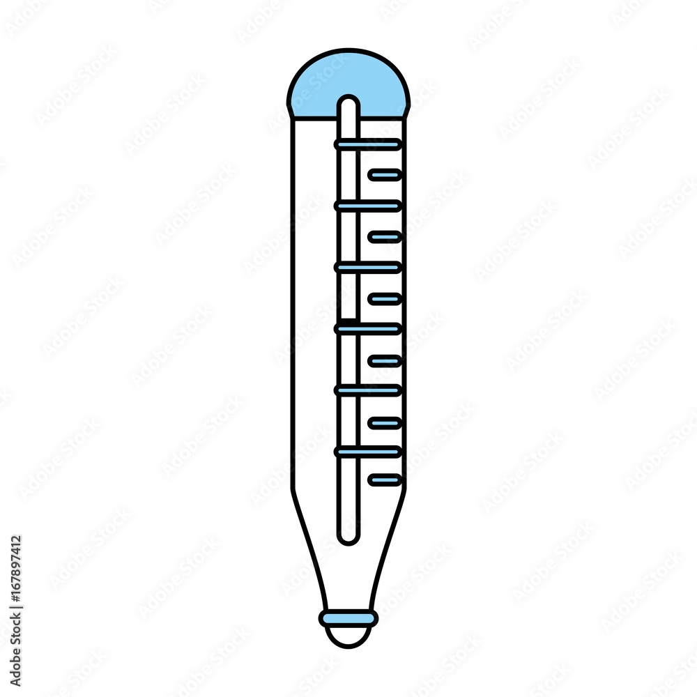 Flat line monocromatic thermometer over white background vector illustration Flat line monocromatic thermometer over white background vector illustration