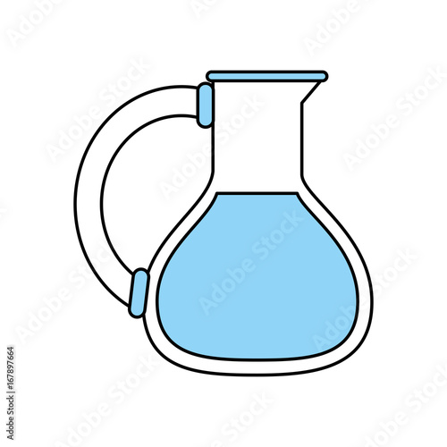 Flat line monocromatic flask over white background vector illustration