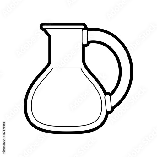 Flat line uncolored flask over white background vector illustration