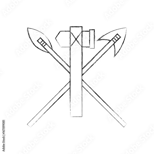 antique arrows and ax isolated icon vector illustration design