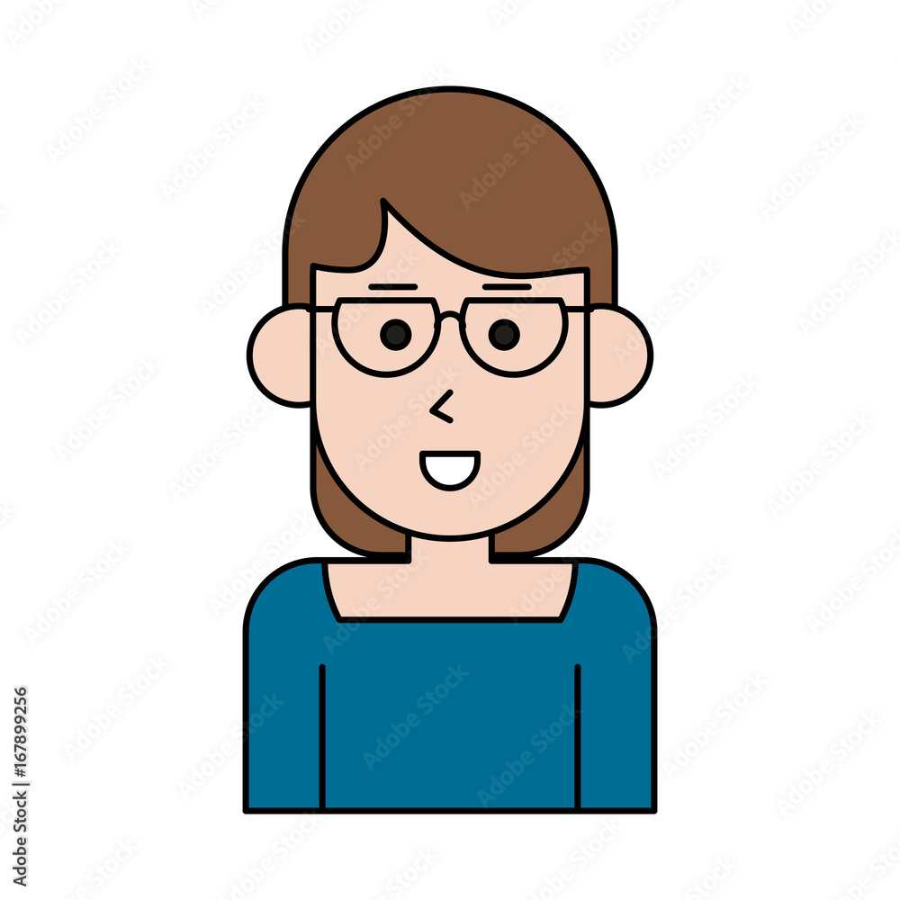 happy woman wearing glasses cartoon  icon image vector illustration design 