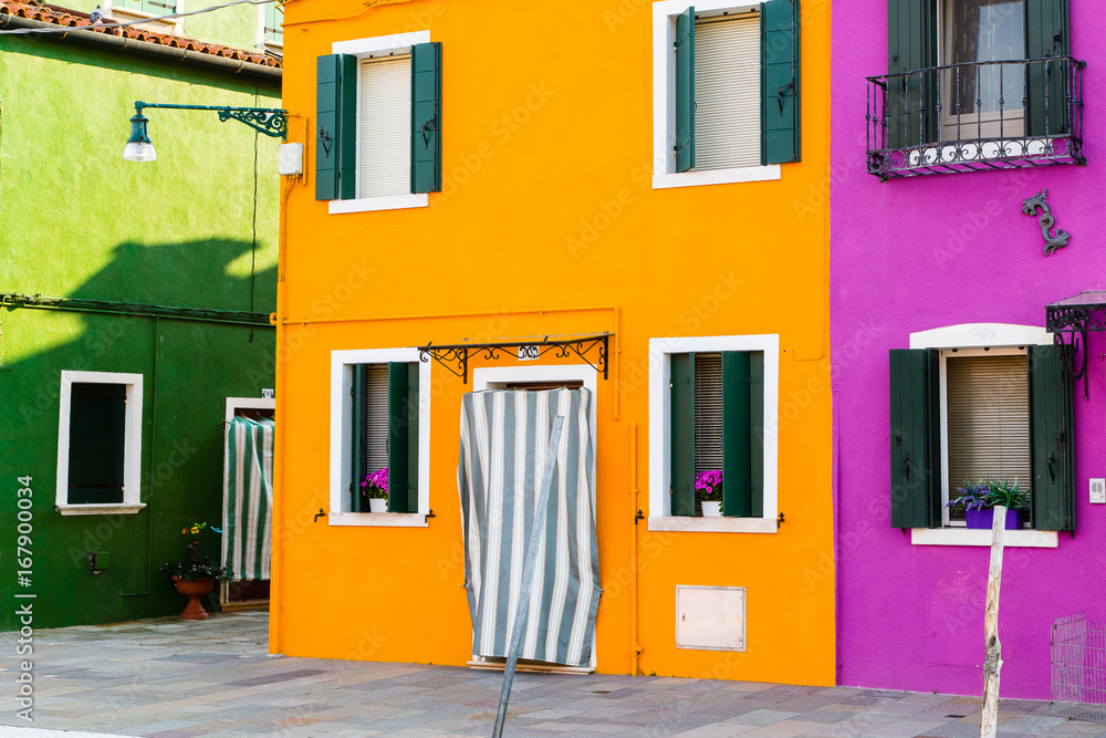 The famous colorful island of Burano in the lagoon of Venice