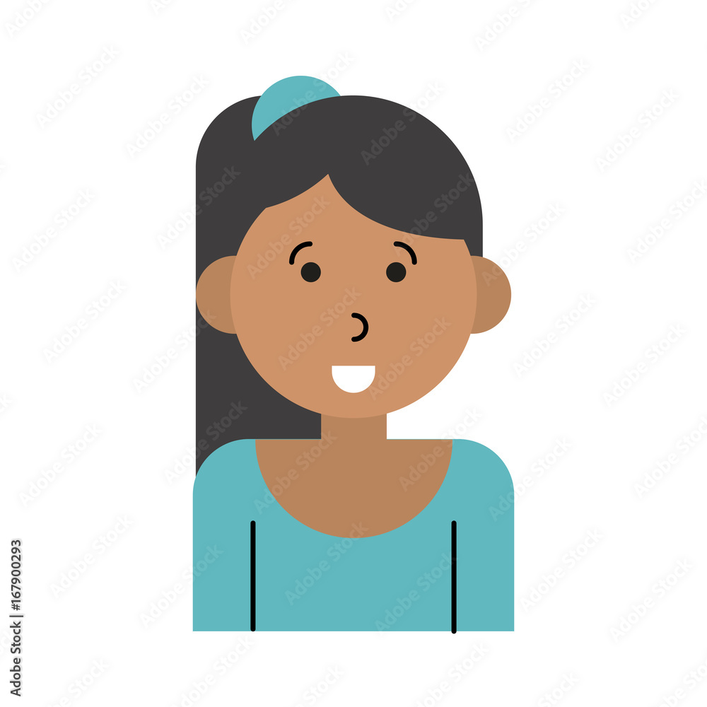 happy woman with ponytail cartoon  icon image vector illustration design 