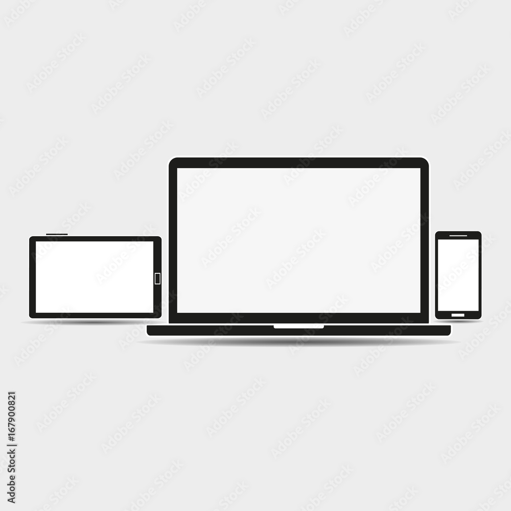 Mobile phone and computers on a gray background Mobile phone and computers on a gray background