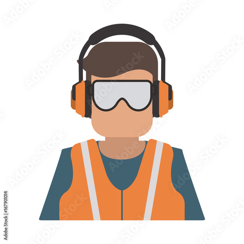 worker avatar with industrial safety icon image vector illustration design 