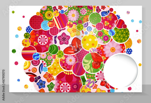 Template cover of a copybook with an trendy design: flowers pattern. Vector illustration.