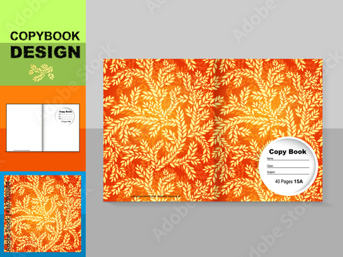Template cover of a copybook with an trendy design: plant pattern. Vector illustration.