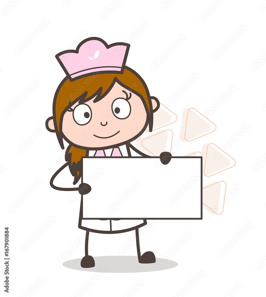 Cartoon Female Waitress Showing a Blank Board Vector Illustration Cartoon Female Waitress Showing a Blank Board Vector Illustration