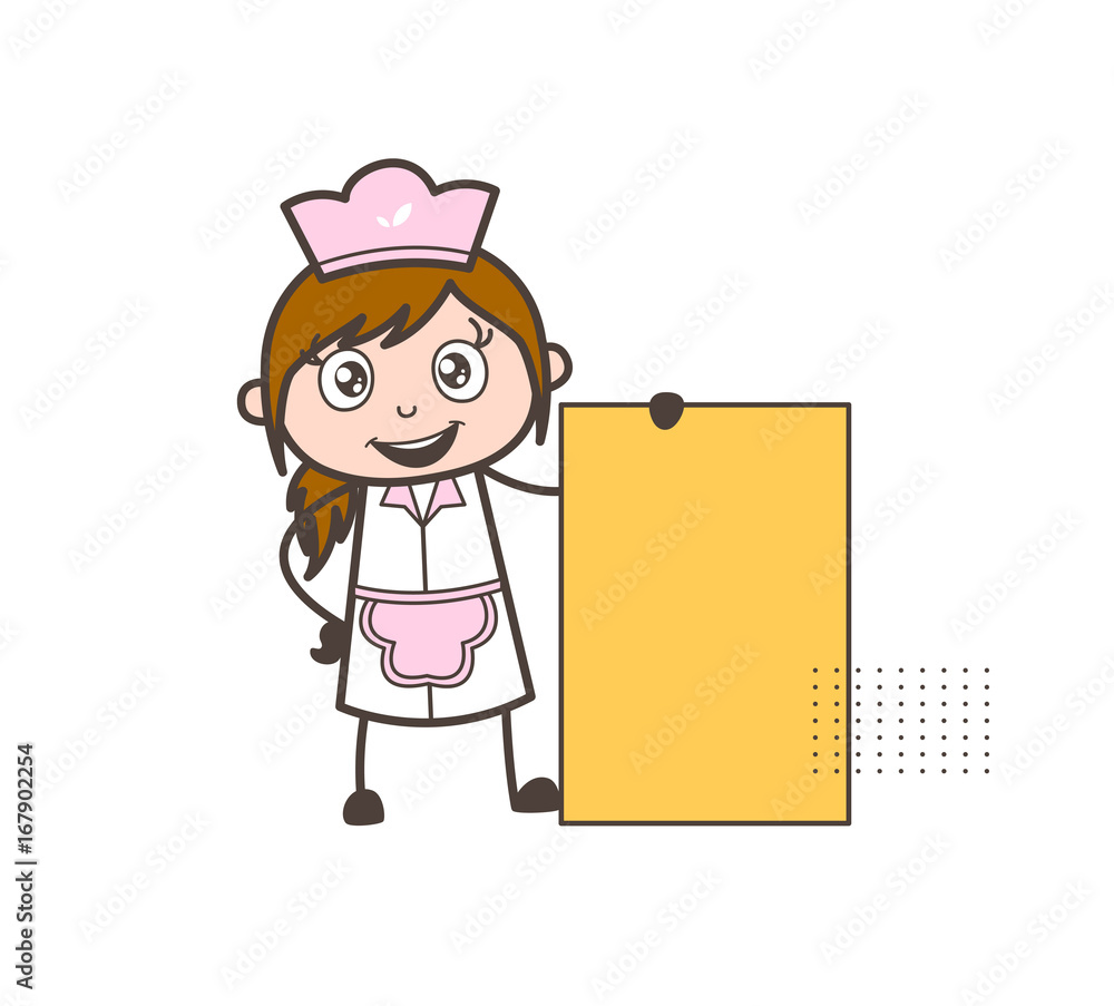 Cartoon Waitress with Blank Board Vector Cartoon Waitress with Blank Board Vector
