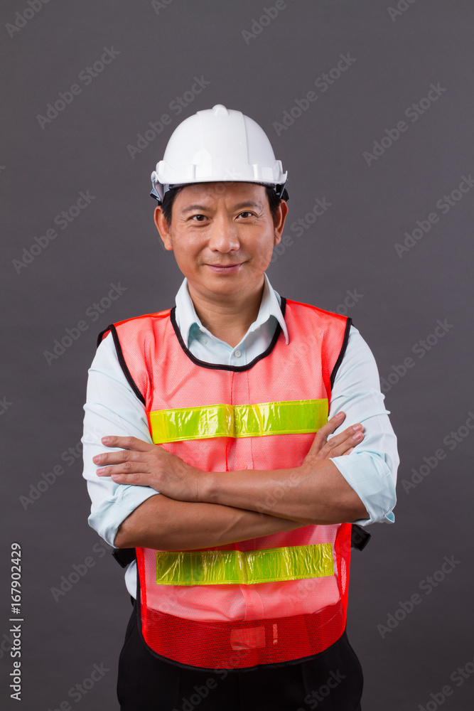 confident, professional asian male engineer, civil construction, builder, architect, worker, arm crossing confident, professional asian male engineer, civil construction, builder, architect, worker, arm crossing