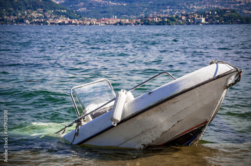Slika na platnu Sunken inflatable boat