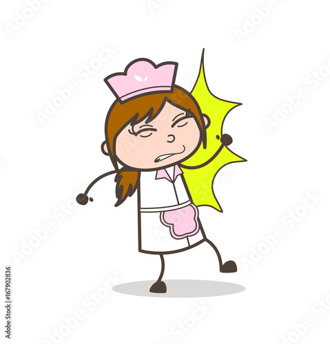 Cartoon Waitress Got Injured Vector Illustration