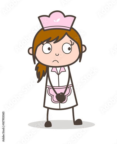 Cartoon Fearful Waitress Face Vector Illustration