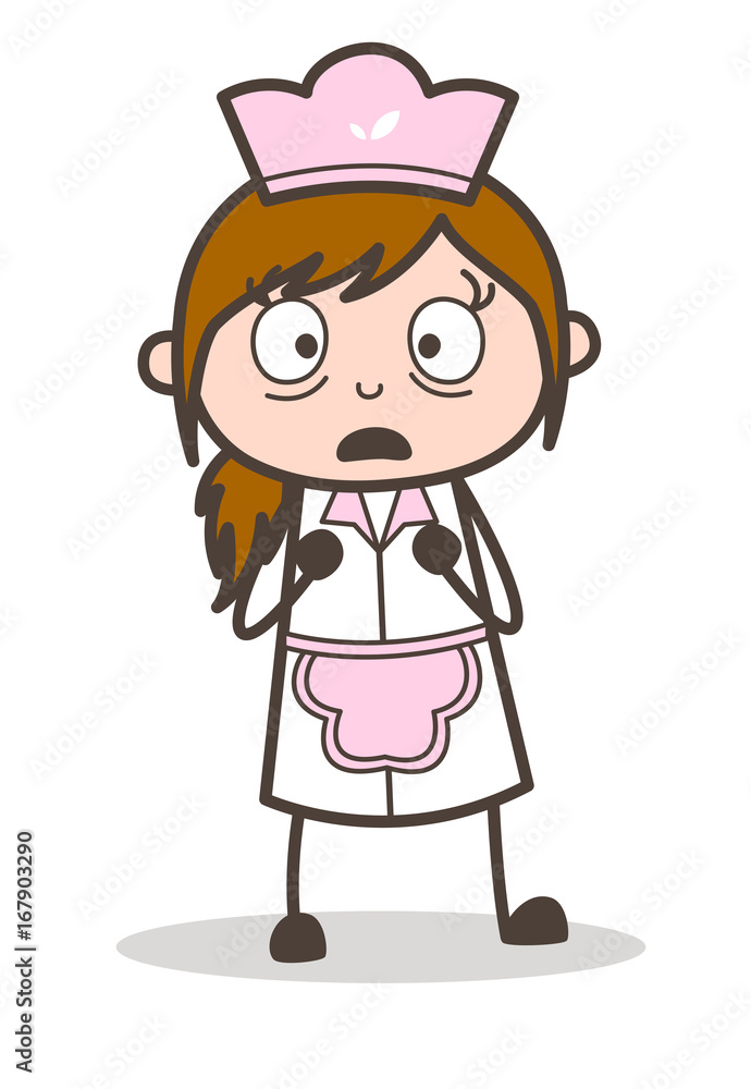 Cartoon Fearful Waitress Expression Vector Illustration Cartoon Fearful Waitress Expression Vector Illustration