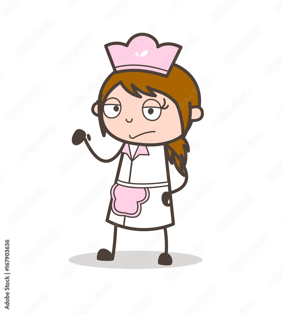 Cartoon Upset Waitress Hand Gesture Vector Illustration Cartoon Upset Waitress Hand Gesture Vector Illustration
