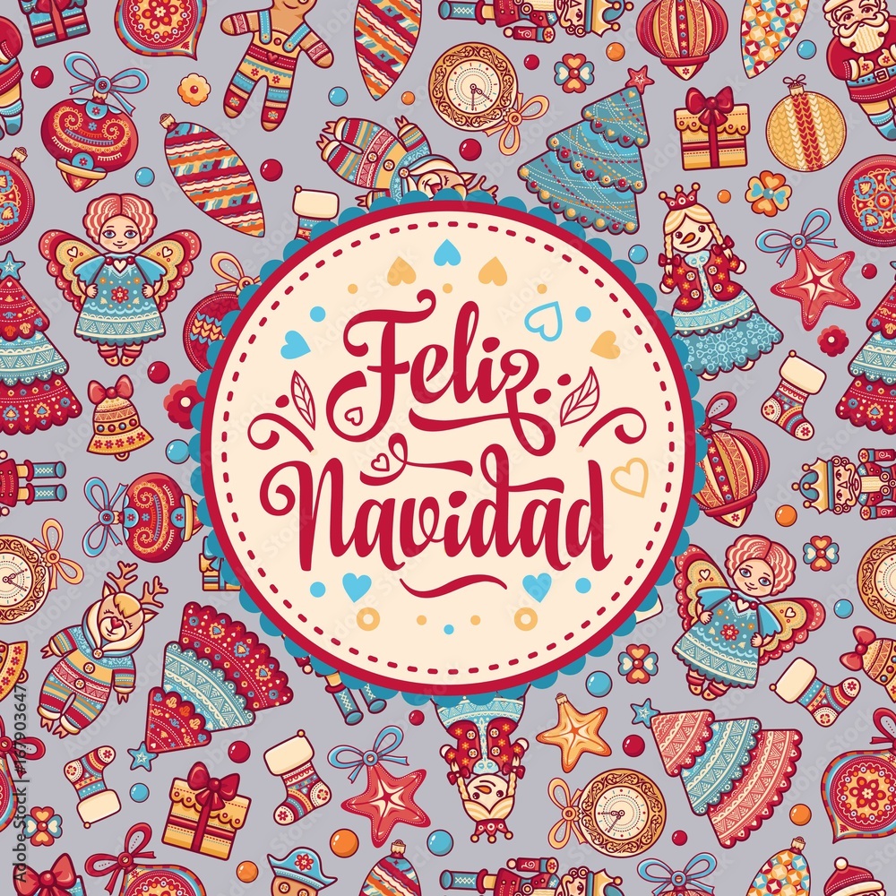 Feliz navidad. Xmas card on Spanish language. Feliz navidad. Xmas card on Spanish language.
