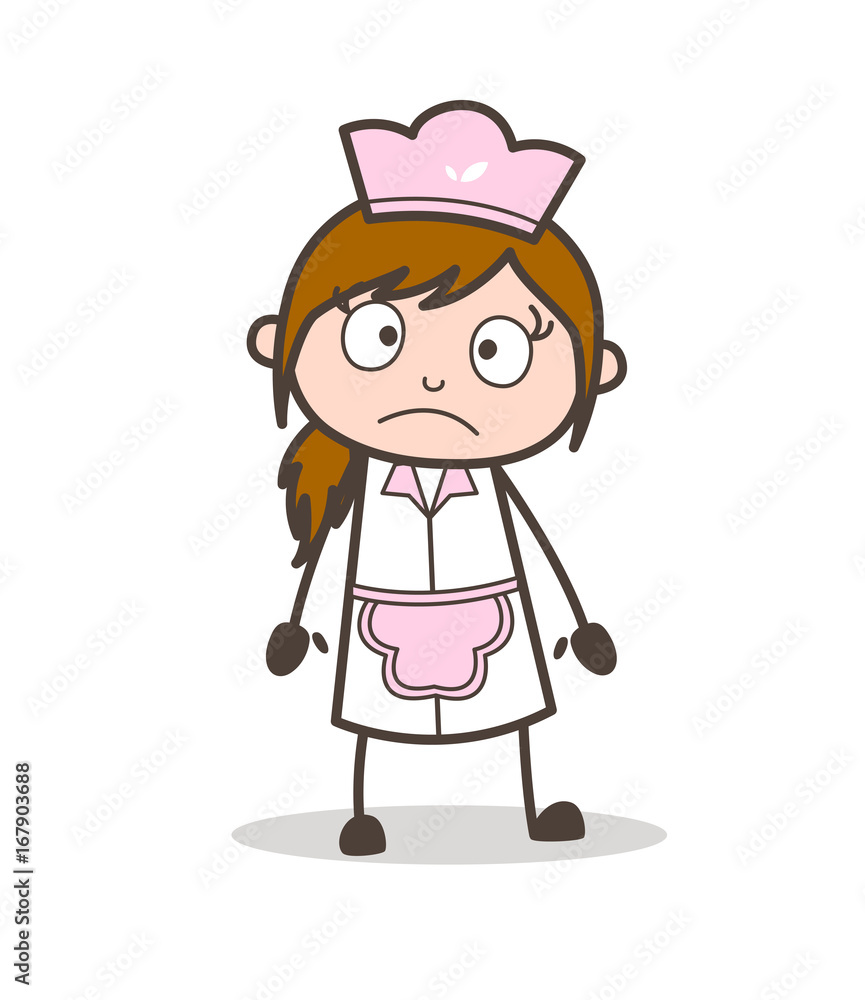 Cartoon Waitress Sad Expression Vector Illustration Cartoon Waitress Sad Expression Vector Illustration