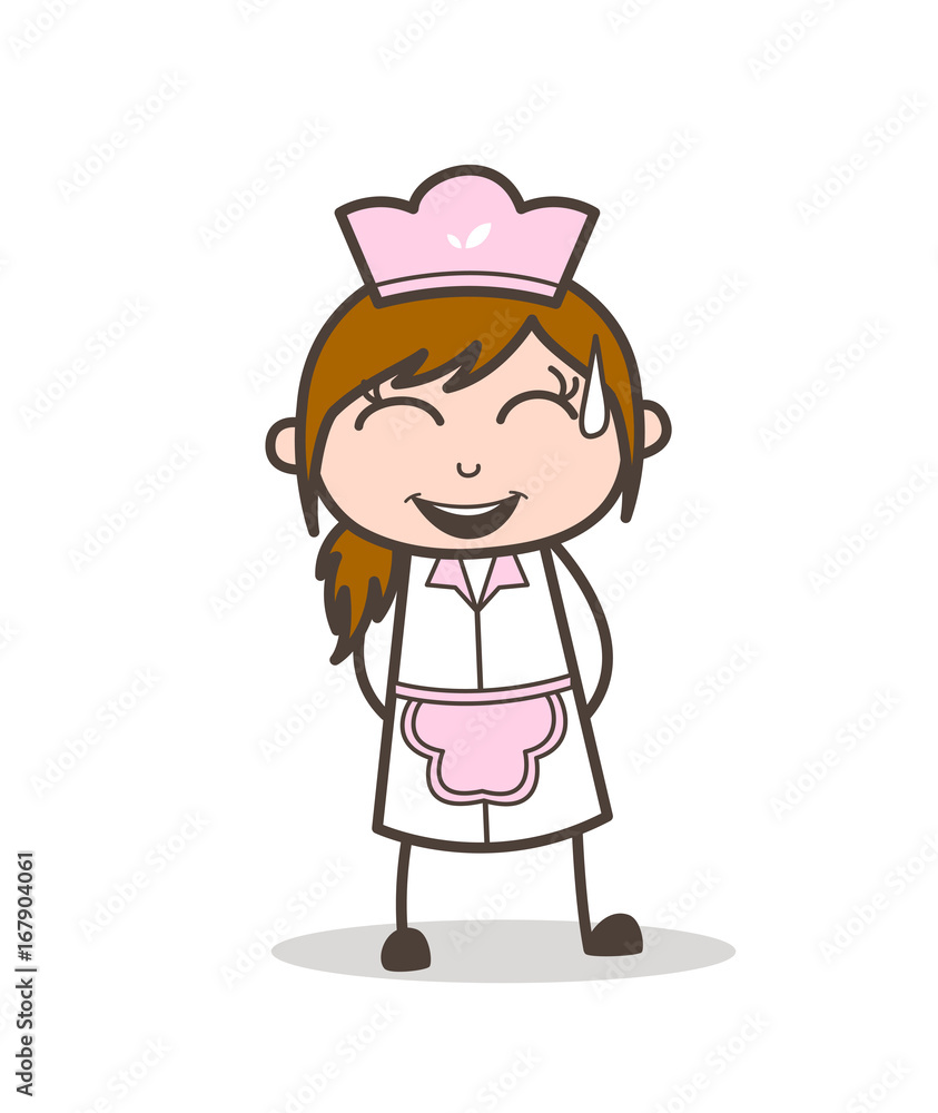 Cartoon Joyful Waitress Smiling Face Vector Illustration Cartoon Joyful Waitress Smiling Face Vector Illustration