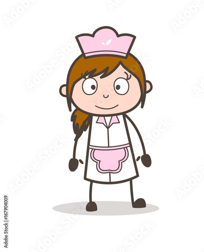 Cartoon Innocent Waitress Surprised Face Vector
