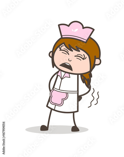 Cartoon Waitress Getting Hurt Vector Illustration