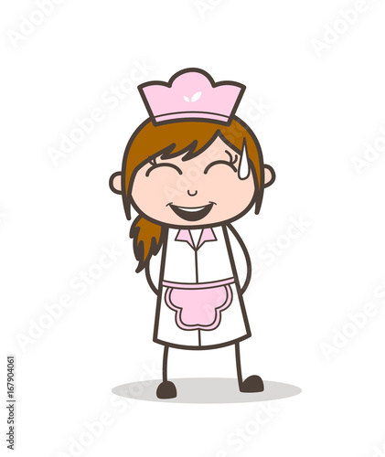 Cartoon Joyful Waitress Smiling Face Vector Illustration
