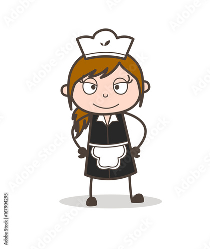 Cartoon Cunning Girl Smiling Face Vector Illustration