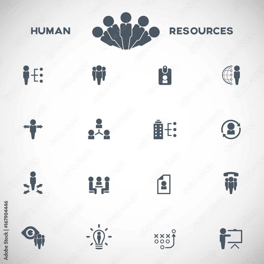 Human resources and management icons set. Human resources and management icons set.
