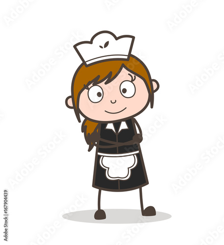 Cartoon Gentle Waitress Character Vector