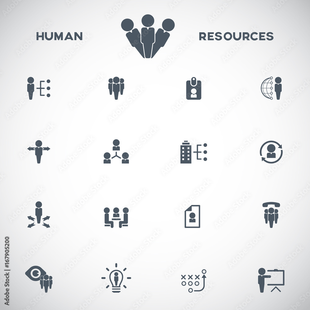 Human resources and management icons set. Human resources and management icons set.