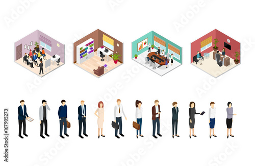Business Training or Coaching Isometric View. Vector