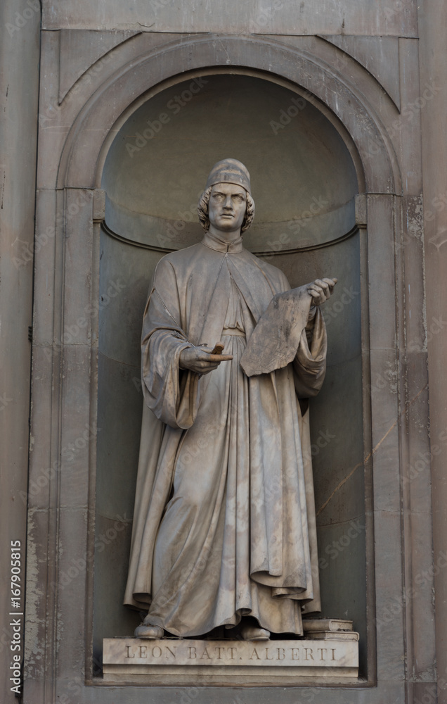 Obraz premium Leon Batt. Alberti. Statue in the Uffizi Gallery, Florence, Tuscany, Italy