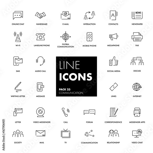 Line icons set. Communication