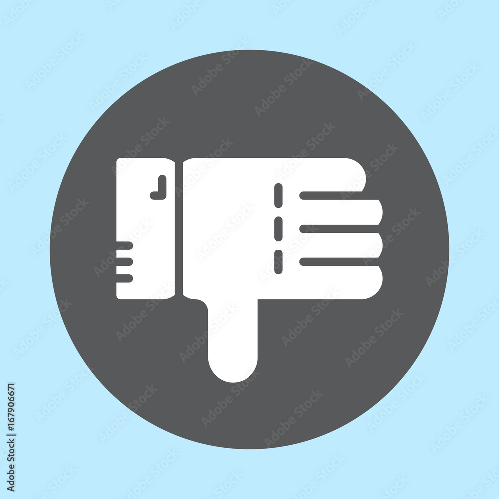 Thumbs down flat icon, round button, circular vector sign. Flat style design Thumbs down flat icon, round button, circular vector sign. Flat style design