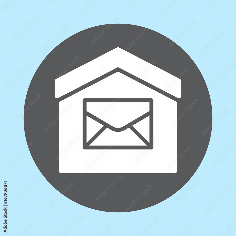 Post office flat icon, round button, circular vector sign. Flat style design white pictogram Post office flat icon, round button, circular vector sign. Flat style design white pictogram