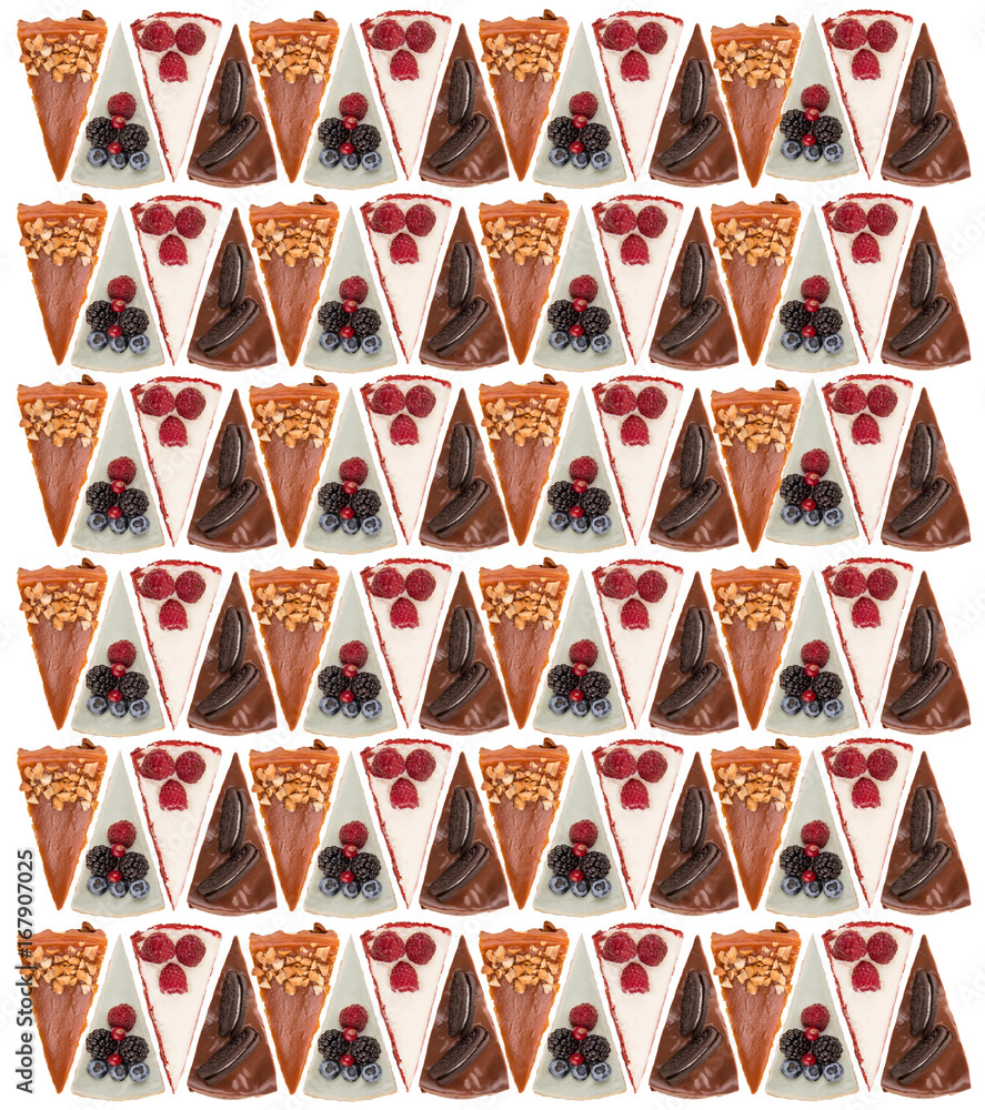 Fototapeta premium Pattern of different pies isolated over white