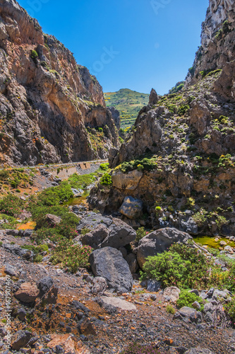 The Kourtaliotiko Gorge (or Asomatos Gorge) - gorge on the southern side of the western part of the island of Crete. Greece.
