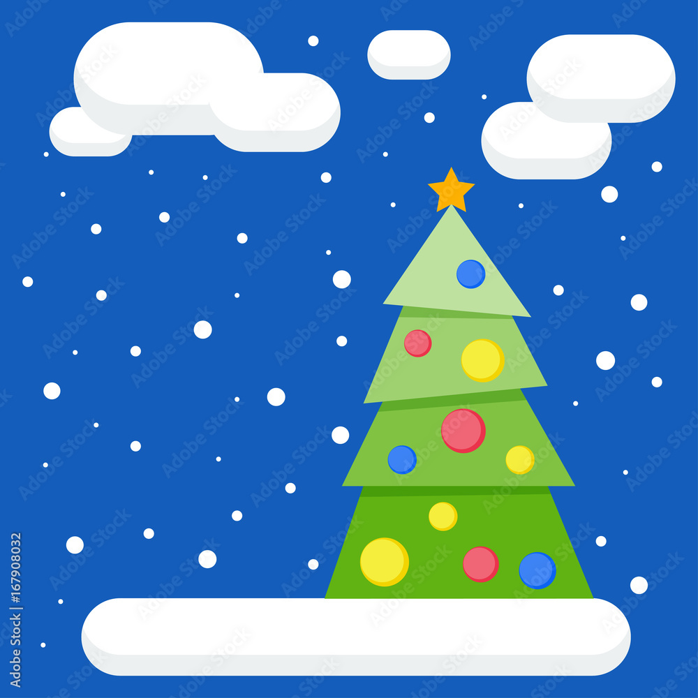Happy new year card template with spruce and snow for design new year card, invitation Happy new year card template with spruce and snow for design new year card, invitation
