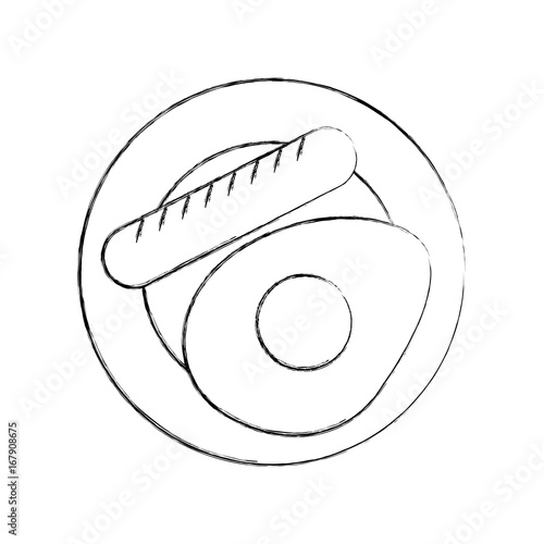 sausage with fried egg vector illustration design photo