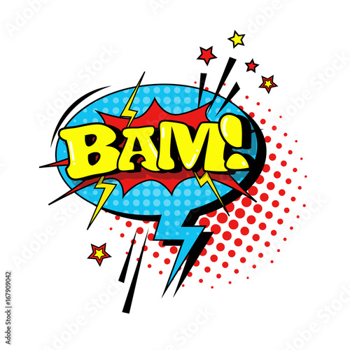 Comic Speech Chat Bubble Pop Art Style Bam Expression Text Icon Vector Illustration