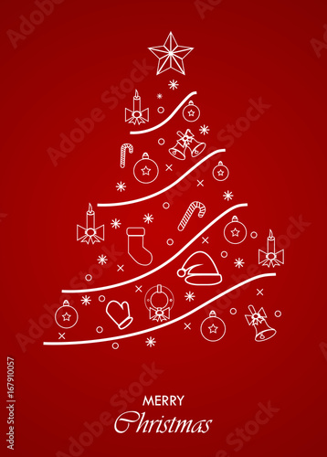 Christmas Tree Made of Xmas icons and elements. Vector EPS10 photo