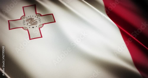 Malta realistic national flag seamless looping waving animation photo