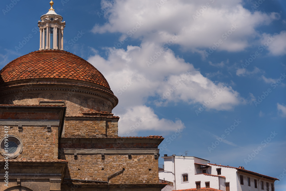 The dome of Medici Chapels in the San Lorenzo Church in Florence, Tuscany, Italy