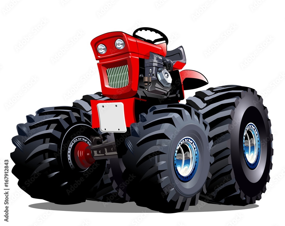 Obraz premium Vector Cartoon Tractor