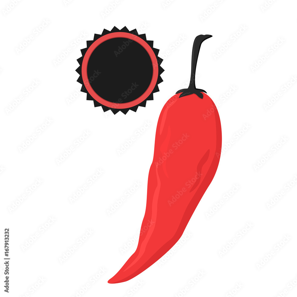 Red chili with black seal isolated on white background Red chili with black seal isolated on white background