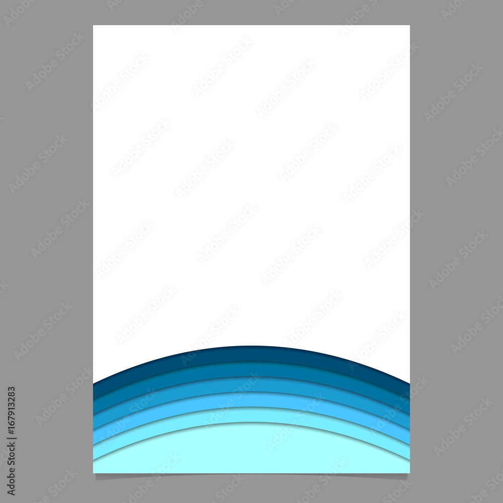 Abstract brochure template from blue curved stripes - vector document design with 3d shadow effect