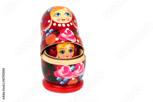 traditional Russian matryoshka doll on white background