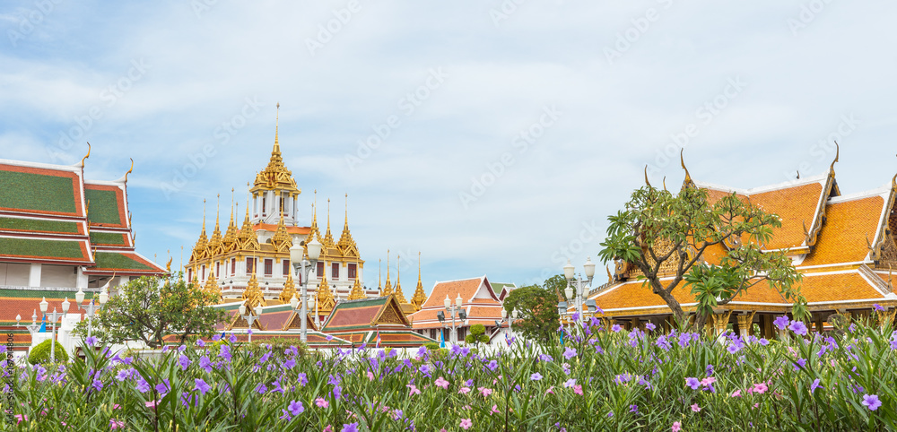 Naklejka premium Loha Prasat Metal Palace in Wat Ratchanatdaram Woravihara temple at Bangkok, Thailand