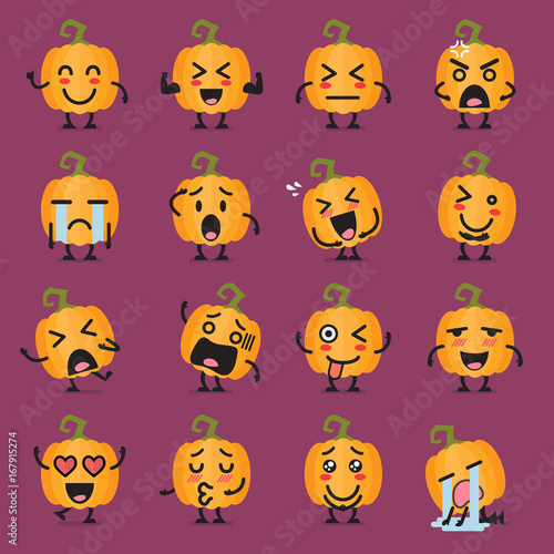 Halloween pumpkin emoji set