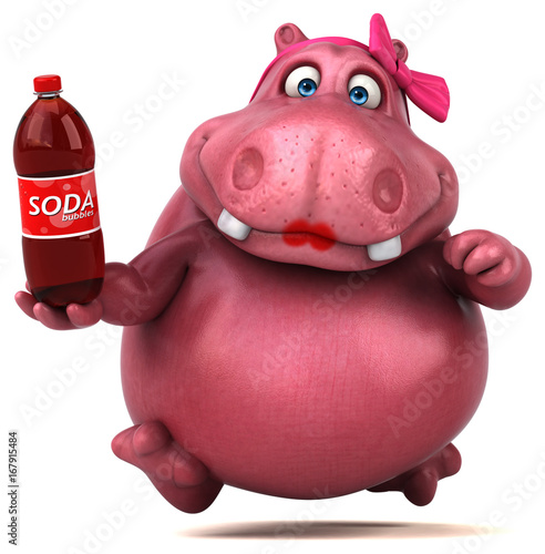 Pink Hippo - 3D Illustration