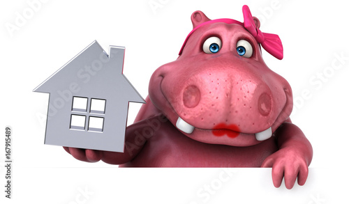 Pink Hippo - 3D Illustration